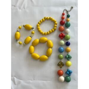 Bright Colorful Rainbow Bubblegum Chunky Bead Necklace & Bracelet set